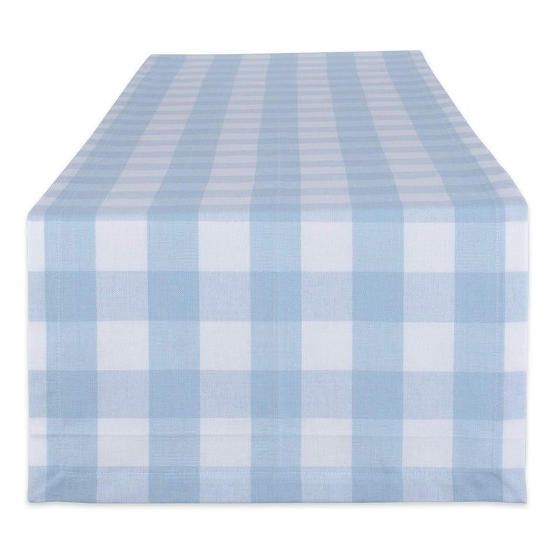 DII Buffalo Check Collection, Classic Farmhouse Table Runner, 14x72, Light Blue & White - Image 1
